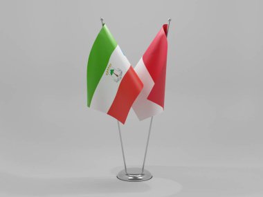 Monako - Ekvator Ginesi İşbirliği Bayrakları, Beyaz Arkaplan - 3D Render