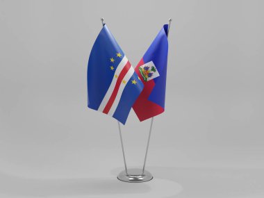 Haiti - Cape Verde İşbirliği Bayrakları, Beyaz Arkaplan - 3D Render