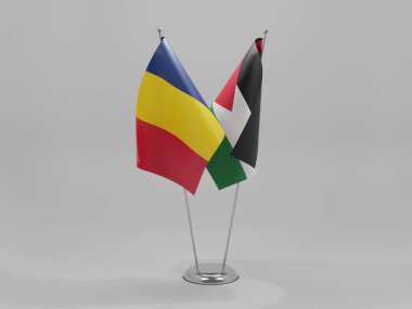 Ürdün - Chad İşbirliği Bayrakları, Beyaz Arkaplan - 3D Yapılandırma