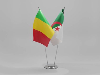 Cezayir - Mali İşbirliği Bayrakları, Beyaz Arkaplan - 3D Render