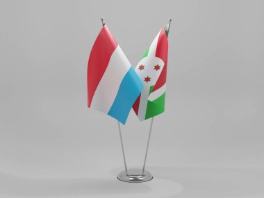 Burundi - Lüksemburg İşbirliği Bayrakları, Beyaz Arkaplan - 3D Render