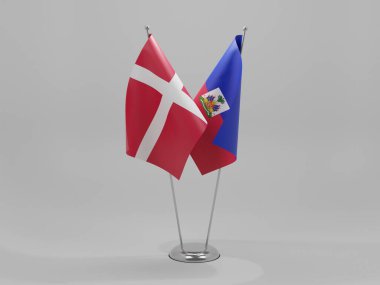 Haiti - Danimarka İşbirliği Bayrakları, Beyaz Arkaplan - 3D Render