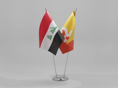 Bhutan - Irak İşbirliği Bayrakları, Beyaz Arkaplan - 3D Render