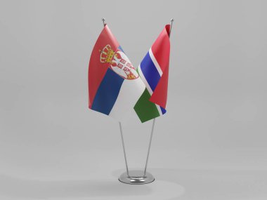 Gambiya - Sırbistan İşbirliği Bayrakları, Beyaz Arkaplan - 3D Hazırlama