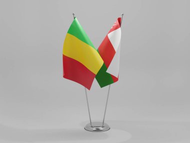 Umman - Mali İşbirliği Bayrakları, Beyaz Arkaplan - 3D Render