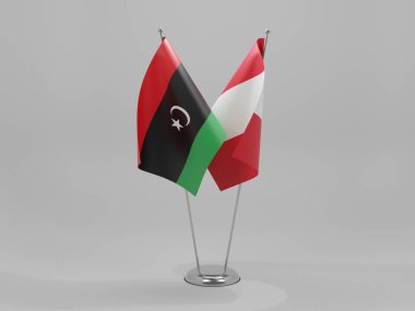 Peru - Libya İşbirliği Bayrakları, Beyaz Arkaplan - 3D Yapılandırma