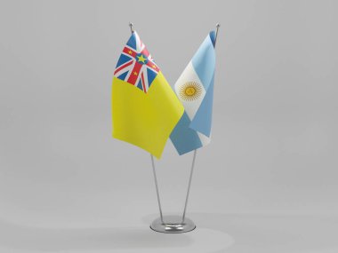 Arjantin - Niue İşbirliği Bayrakları, Beyaz Arkaplan - 3D Render