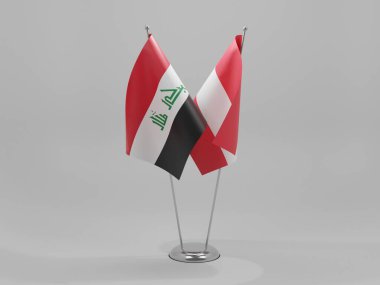 Avusturya - Irak İşbirliği Bayrakları, Beyaz Arkaplan - 3D Yapılandırma