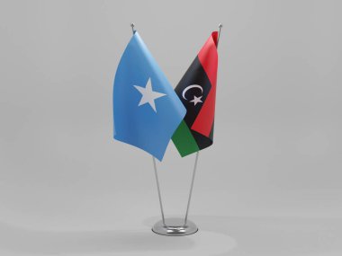 Libya - Somali İşbirliği Bayrakları, Beyaz Arkaplan - 3D Render
