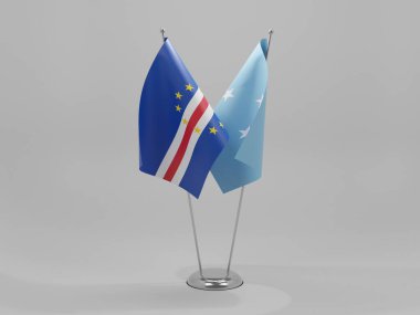 Mikronezya - Cape Verde İşbirliği Bayrakları, Beyaz Arkaplan - 3D Render