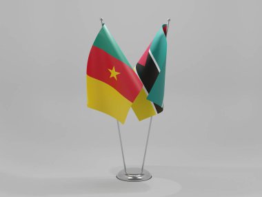 Mozambik - Kamerun İşbirliği Bayrakları, Beyaz Arkaplan - 3D Render
