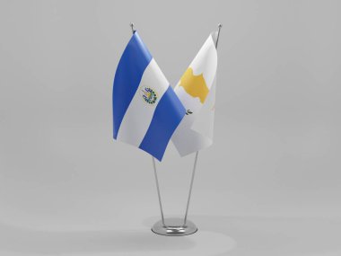 Kıbrıs - El Salvador İşbirliği Bayrakları, Beyaz Arkaplan - 3D Render