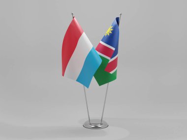 Namibya - Lüksemburg İşbirliği Bayrakları, Beyaz Arkaplan - 3D Render