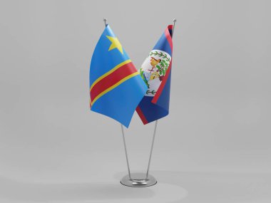Belize - Kongo Demokratik Cumhuriyeti İşbirliği Bayrakları, Beyaz Arkaplan - 3D Render