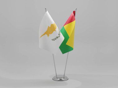 Gine Bissau - Kıbrıs İşbirliği Bayrakları, Beyaz Arkaplan - 3D Hazırlama