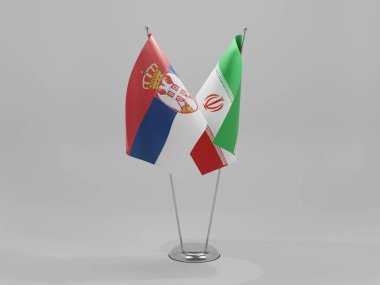 İran - Sırbistan İşbirliği Bayrakları, Beyaz Arkaplan - 3D Hazırlama