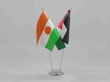 Ürdün - Nijer İşbirliği Bayrakları, Beyaz Arkaplan - 3D Yapılandırma