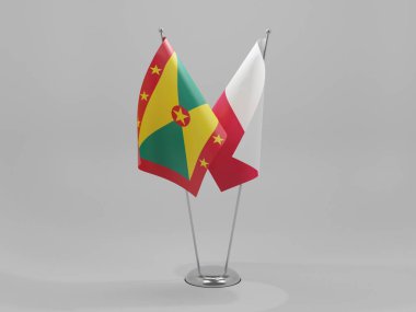 Polonya - Grenada İşbirliği Bayrakları, Beyaz Arkaplan - 3D Renklendirme
