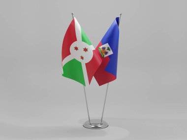 Haiti - Burundi İşbirliği Bayrakları, Beyaz Arkaplan - 3D Render