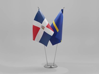 Nauru - Dominik Cumhuriyeti İşbirliği Bayrakları, Beyaz Arkaplan - 3D Render