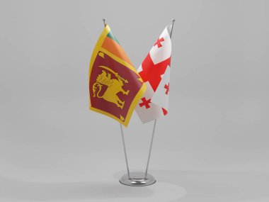 Gürcistan - Sri Lanka İşbirliği Bayrakları, Beyaz Arkaplan - 3D Render