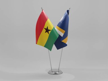 Marshall Adaları - Gana İşbirliği Bayrakları, Beyaz Arkaplan - 3D Render