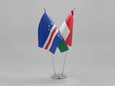 Macaristan - Cape Verde İşbirliği Bayrakları, Beyaz Arkaplan - 3D Render