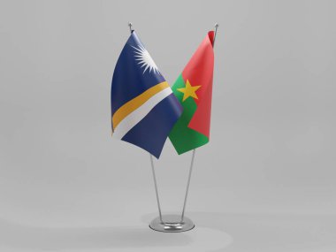 Burkina Faso - Marshall Adaları İşbirliği Bayrakları, Beyaz Arkaplan - 3D Render