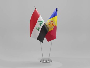 Andorra - Irak İşbirliği Bayrakları, Beyaz Arkaplan - 3D Yapılandırma