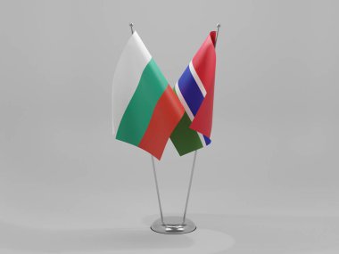 Gambiya - Bulgaristan İşbirliği Bayrakları, Beyaz Arkaplan - 3B Hazırlama