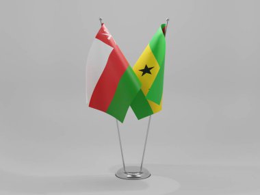 Sao Tome ve Principe - Umman İşbirliği Bayrakları, Beyaz Arkaplan - 3D Render