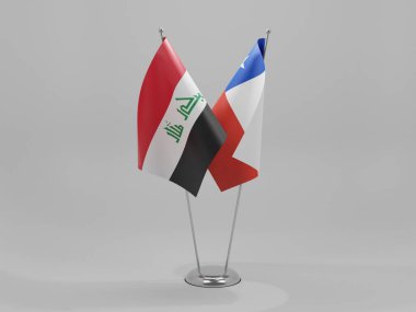 Şili - Irak İşbirliği Bayrakları, Beyaz Arkaplan - 3D Yapılandırma