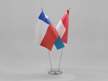 Lüksemburg - Şili İşbirliği Bayrakları, Beyaz Arkaplan - 3D Render