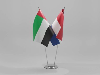 Hollanda - Birleşik Arap Emirlikleri İşbirliği Bayrakları, Beyaz Arkaplan - 3D Render