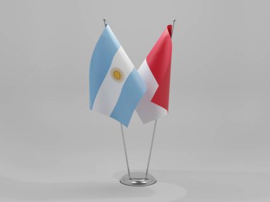 Monako - Arjantin İşbirliği Bayrakları, Beyaz Arkaplan - 3D Render