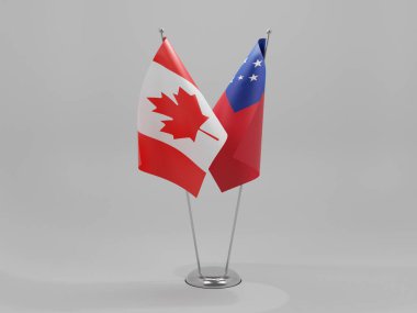 Samoa - Kanada İşbirliği Bayrakları, Beyaz Arkaplan - 3D Render