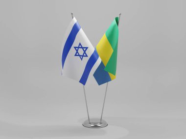 Gabon - İsrail İşbirliği Bayrakları, Beyaz Arkaplan - 3D Yapılandırma