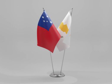 Kıbrıs - Samoa İşbirliği Bayrakları, Beyaz Arkaplan - 3D Render