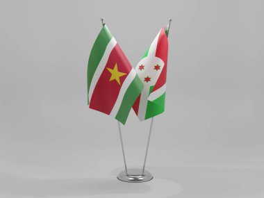 Burundi - Surinam Cooperation Flags, Beyaz Arkaplan - 3D Render