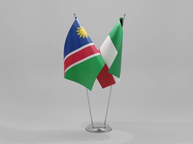 Kuveyt - Namibya İşbirliği Bayrakları, Beyaz Arkaplan - 3B Render