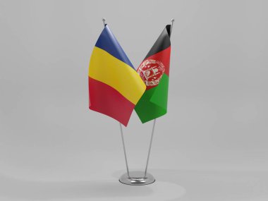 Afganistan - Çad İşbirliği Bayrakları, Beyaz Arkaplan - 3D Yapılandırma