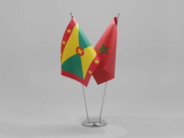 Fas - Grenada İşbirliği Bayrakları, Beyaz Arkaplan - 3D Renklendirme