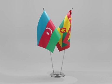 Grenada - Azerbaycan İşbirliği Bayrakları, Beyaz Arkaplan - 3D Yapılandırma