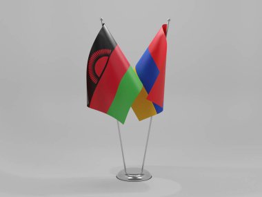 Ermenistan - Malavi İşbirliği Bayrakları, Beyaz Arkaplan - 3D Render