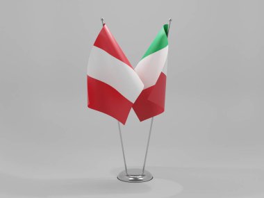 İtalya - Peru İşbirliği Bayrakları, Beyaz Arkaplan - 3B Yapılandırma