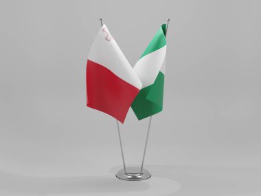 Nijerya - Malta İşbirliği Bayrakları, Beyaz Arkaplan - 3D Render
