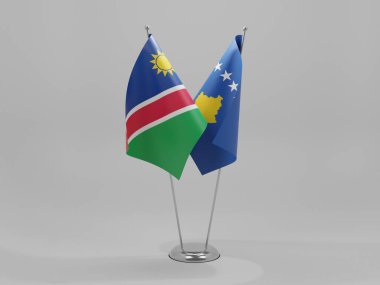 Kosova - Namibya İşbirliği Bayrakları, Beyaz Arkaplan - 3D Hazırlama