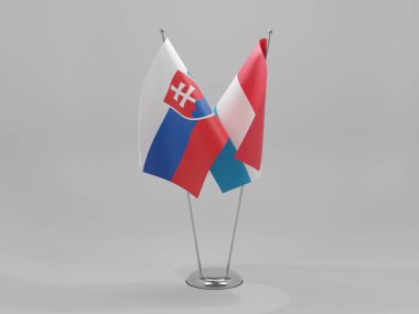 Lüksemburg - Slovakya İşbirliği Bayrakları, Beyaz Arkaplan - 3D Render