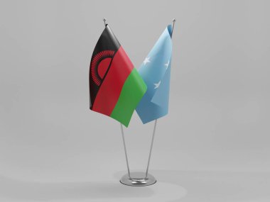 Mikronezya - Malavi İşbirliği Bayrakları, Beyaz Arkaplan - 3D Render