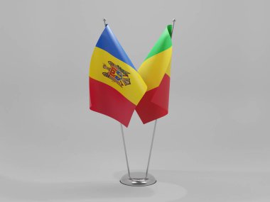 Mali - Moldova İşbirliği Bayrakları, Beyaz Arkaplan - 3D Render